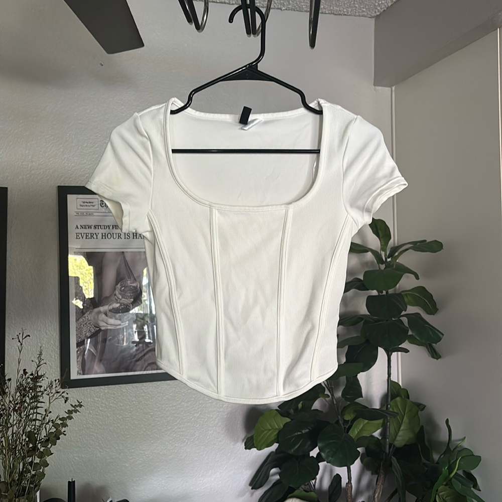 White corset like crop top